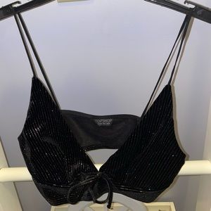 TOPSHOP Black Sparkly Mini Top